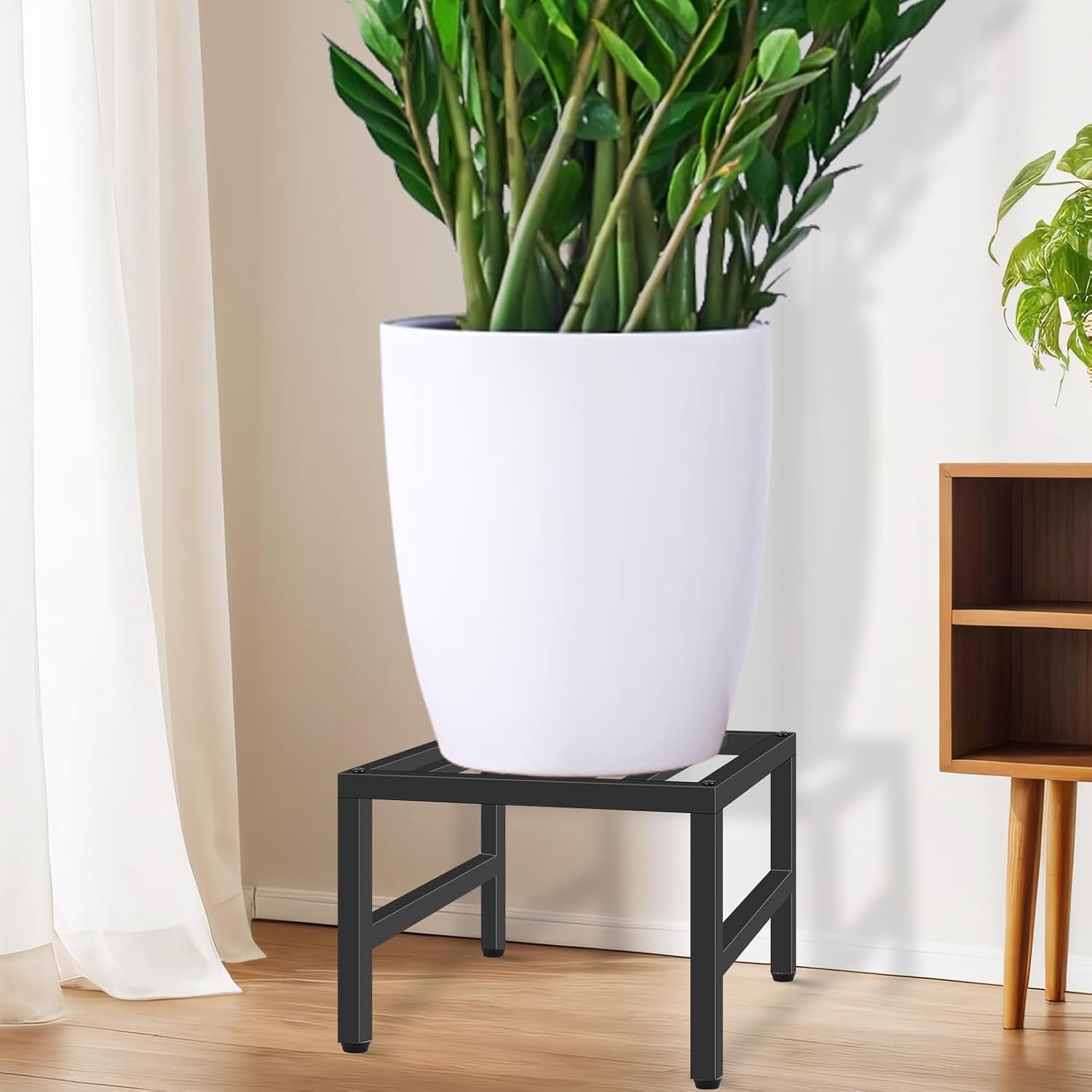 Plant Stand Indoor Outdoor, Heavy Duty Wrought Iron Pedestal Stands Metal Plant Stand for Indoor Outdoor, Sturdy Low Flower Stand Display Planter Shelf, 1pcs, Black - صورة 2