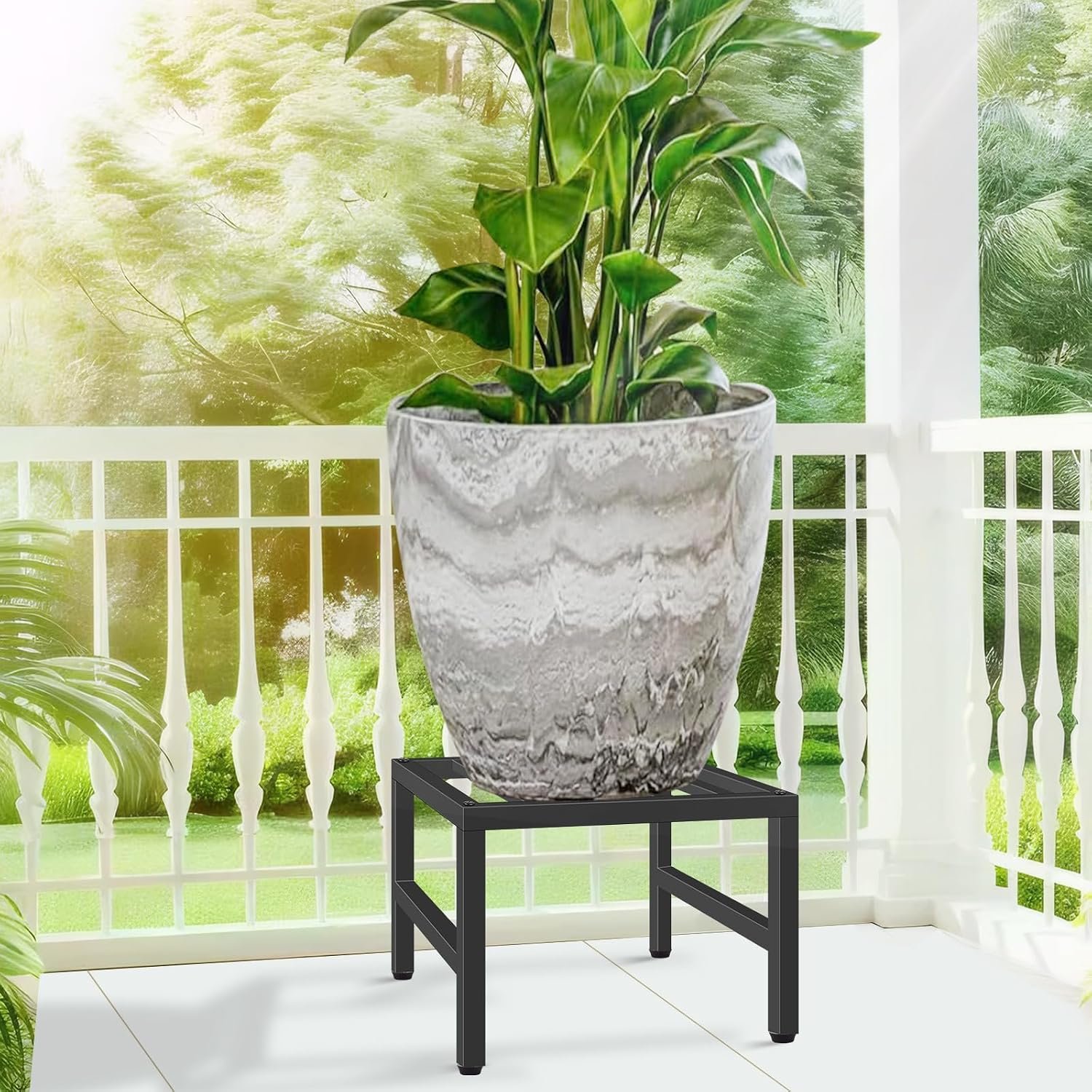 Plant Stand Indoor Outdoor, Heavy Duty Wrought Iron Pedestal Stands Metal Plant Stand for Indoor Outdoor, Sturdy Low Flower Stand Display Planter Shelf, 1pcs, Black - صورة 5