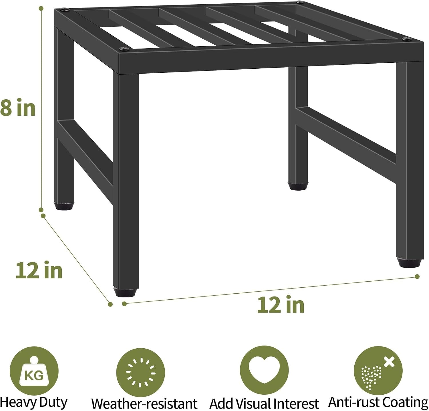 Plant Stand Indoor Outdoor, Heavy Duty Wrought Iron Pedestal Stands Metal Plant Stand for Indoor Outdoor, Sturdy Low Flower Stand Display Planter Shelf, 1pcs, Black - صورة 4