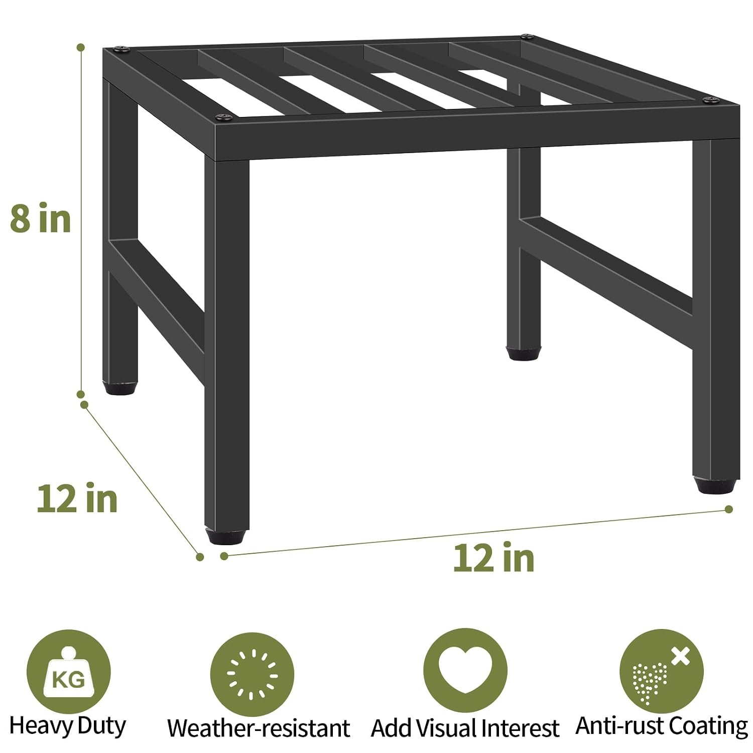 Plant Stand Indoor Outdoor, Heavy Duty Wrought Iron Pedestal Stands Metal Plant Stand for Indoor Outdoor, Sturdy Low Flower Stand Display Planter Shelf, 1pcs, Black - صورة 10