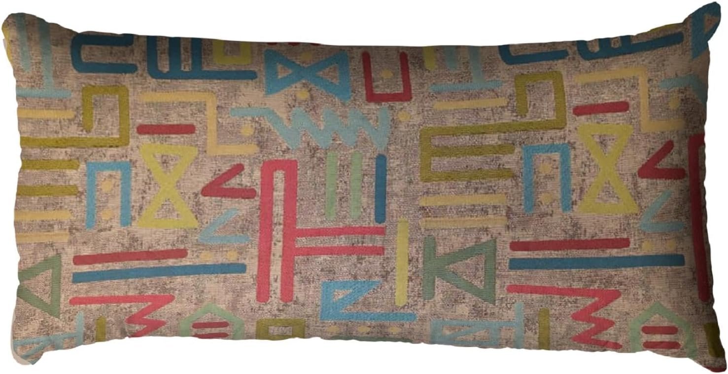 كيس مخدة للزينة أنيق بنقش هندسي بوهيمي بلون زاهي من كوكارو هوم، مقاس 50 سم×30 سم، متعدد الألوان، طقم من قطعتين - صورة 2